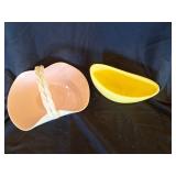 Mid-Century Glass Serving Dishes - Pink and Yellow Set