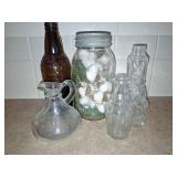 Various Glass Jars Jugs and Bottles