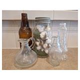 Various Glass Jars Jugs and Bottles