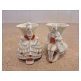 Made In Japan Colonial Couple Mini Vase Figurine Mid-Century Modern