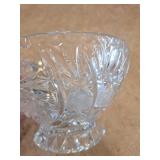 Vintage Cut Crystal Glass Footed Bowl with Pinwheel and Star Design