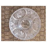 Vintage Cut Crystal Glass Footed Bowl with Pinwheel and Star Design