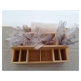 Bamboo Cutlery Organizer with Disposable Utensils