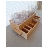 Bamboo Cutlery Organizer with Disposable Utensils