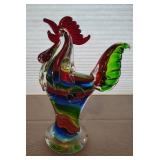 Murano Style Glass Rooster Figurine  11" TALL
