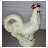 CERAMIC ROOSTER AND HEN APPROXIMATELY 8 TO 9 INCHES TALL