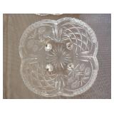 VINTAGE FOOTED CLEAR CRYSTAL CANDY DISH WITH LID