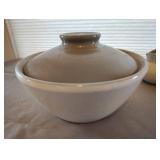 Grey and Oatmeal COLORED Tea Set With Serving Bowl with Lid and Ladle Spoon