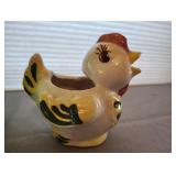 Hen Creamer OR Sponge Holder and 7 Inch Green Glass Vase