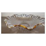 SHANGRI-LA MOUTHBLOWN CRYSTAL 12K GOLD 8” FLORAL BOWL & Gold  Edged Bowl