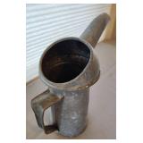 Galvanized Metal Oil Can With Pour Spout "Hot Oil" Imprinted On It