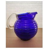 BLUE Glass Water Pitcher
