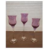 PURPLE IRRIDECENT GLASS VOTIVE CANDLE HOLDERS