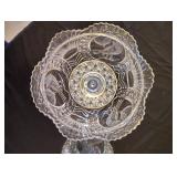 HOFBAUER GERMAN Crystal Compote/Candy Dish Lidded Birds Engraved Fine Piece-13.5 Inches Tall