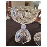 HOFBAUER GERMAN Crystal Compote/Candy Dish Lidded Birds Engraved Fine Piece-13.5 Inches Tall