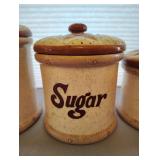 FLOUR SUGAR AND COFFEE CERAMIC JARS WITH LIDS