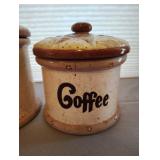 FLOUR SUGAR AND COFFEE CERAMIC JARS WITH LIDS