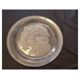 14 Inch Clear Glass Santa Serving Plate