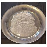 14 Inch Clear Glass Santa Serving Plate