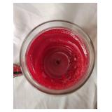 Nearly Full Yankee Cinnamon Candle with Red Perfume Bottle Wrapped in Wire Decor