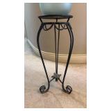 Frosted Glass Hurricane with Decorative Iron Stand