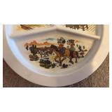 Vintage Disney Mickey Mouse Western Themed Divided Plate