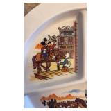 Vintage Disney Mickey Mouse Western Themed Divided Plate