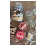 Scented Wax, Candles and Assorted Candlesticks and Holders.