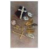 Metal, Plastic, Embroidered and Wood Ornaments, Decor and Crosses