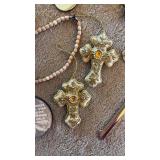 Metal, Plastic, Embroidered and Wood Ornaments, Decor and Crosses