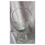 Vintage Cut Glass Basket with Handle (approximately 10 inches tall at top of handle)