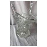 Vintage Cut Glass Basket with Handle (approximately 10 inches tall at top of handle)