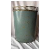 Vintage Hand Painted Floral Metal Waste Basket