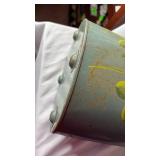 Vintage Hand Painted Floral Metal Waste Basket