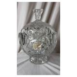 Polish Crystal Footed Spherical Candy Dish with Lid (approximately 10 inches tall)