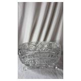 Cut Crystal Footed (approximately 4.5 inches tall) Bowl with Floral Design (approximately 8.5 inch diameter bowl)