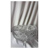 Cut Crystal Footed (approximately 4.5 inches tall) Bowl with Floral Design (approximately 8.5 inch diameter bowl)