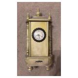 Decorative Gold-Tone Clock Cabinet with Jewelry Storage (approximately 17 inches tall)