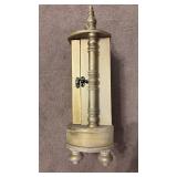 Decorative Gold-Tone Clock Cabinet with Jewelry Storage (approximately 17 inches tall)