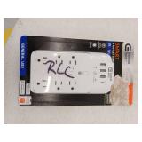 6-Outlet Smart Surge Protector with 4-USB Ports, White, Powered by Hubspace