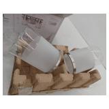 Truitt 14.2 in. 2-Light Brushed Nickel Modern Transitional Vanity with Frosted and Clear Edge Glass Shades