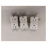 Leviton M92-GFTR1-03W 15 Amp White SmartlockPro Self-Test GFCI Outlets, 3 Count