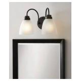 Hampton Bay Hamilton 2-Light Oil Rubbed Bronze Vanity Light with Frosted Glass Shades