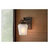 Spruce Lodge 1-Light Handmade Pinecone Wall Sconce with Frosted Glass Shade