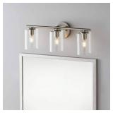 Champlain 22.375 in. 3-Light Brushed Nickel Modern Bathroom Vanity Light with Clear Glass Shades