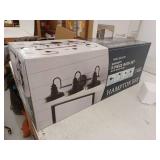 Elmcroft 29 in. 3-Light Matte Black Farmhouse Vanity Light with Matching 4-Piece Bathroom Hardware Accessory Kit - Retail: $77