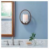 Home Decorators Collection Downing 1-Light Polished Nickel/Corona Bronze Wall Sconce