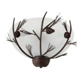 Spruce Lodge 2-Lights Handmade Pinecone Semicircle Wall Sconce with Frosted Glass Shade - Retail: $80