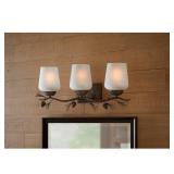 Spruce Lodge 25 in. 3-Light Handmade Pinecone Vanity Light with Frosted Glass Shade - Retail: $100