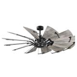 Springer Collection 60-Inch 12-Blade Matte Black DC Motor Farmhouse Windmill Ceiling Fan - Retail: $907